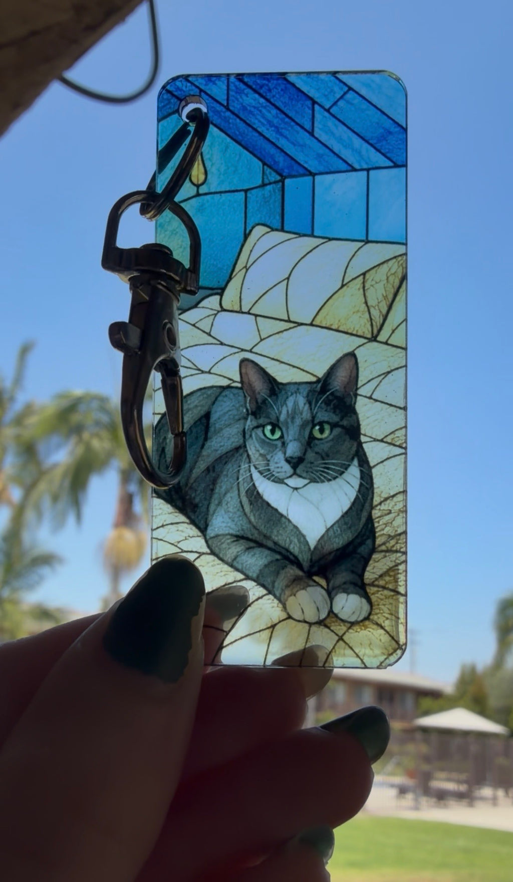 Custom Pet Photo Suncatcher Keychain – Personalized Stained Art